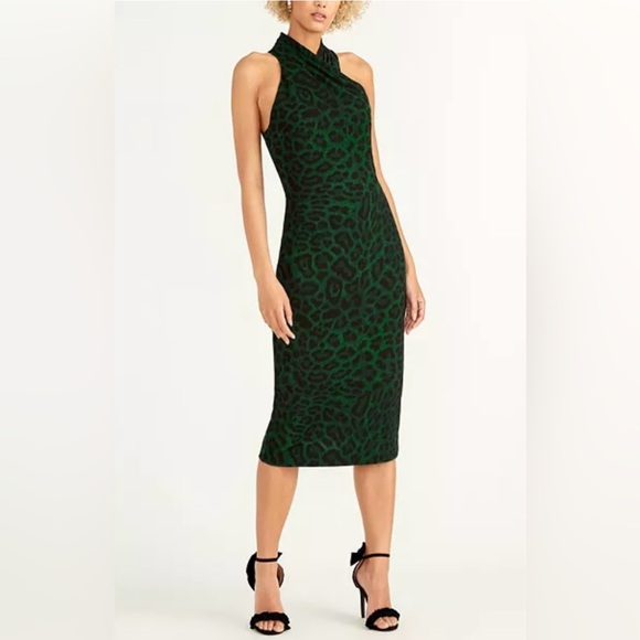 RACHEL Rachel Roy Dresses & Skirts - Rachel Roy Midi Dress size L! Fits like a 10/12. Emerald green cheetah print